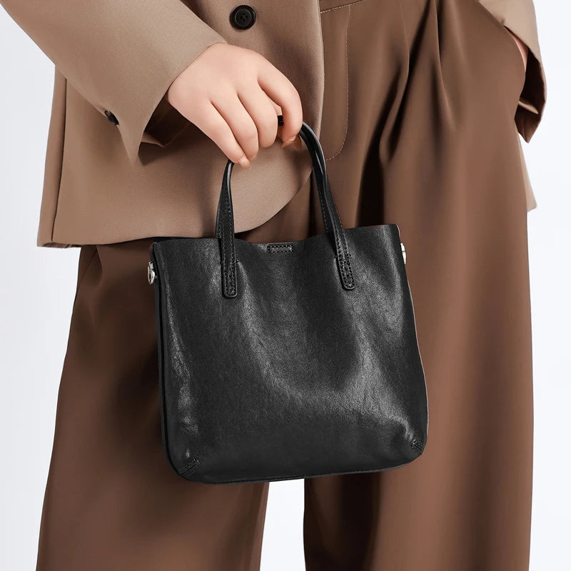 2026 New Women's Genuine Leather Handbag Luxury Designer's Shoulder Tote Bag Ladies Vintage Top-Handle Bags Female Underarm Bags