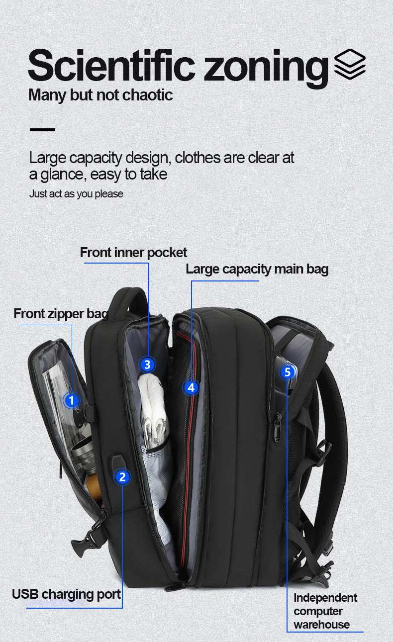 SWISS MILITARY Expandable Men Backpack Waterproof 15.6in Travel Laptop Backpack