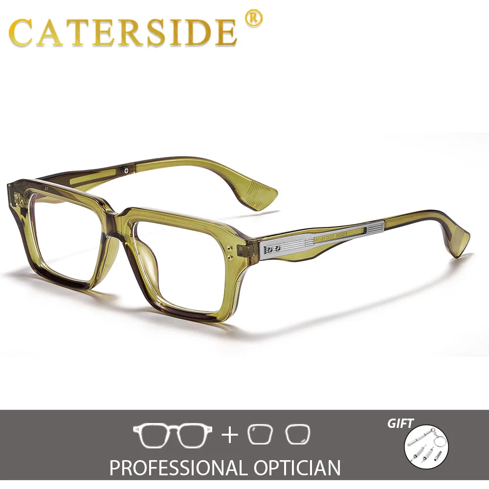 CATERSIDE Men Square Prescription Glasses Refractive Index 1.56 Anti Blue Light Women Optical Glasses Customized Reading Glasses
