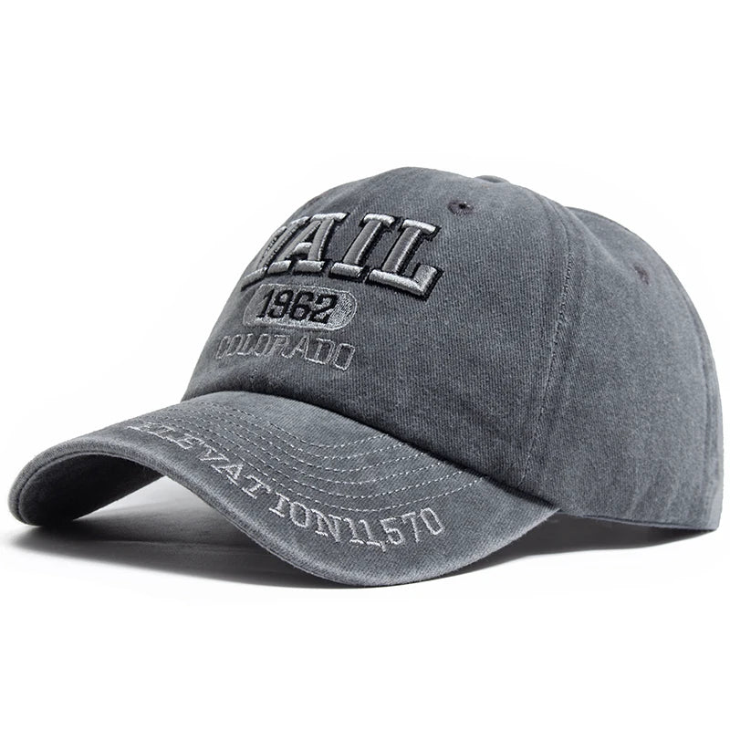 Men's Baseball Cap Fashion VAIL Letter Embroidered Cotton Soft Top Women Hats Summer Casual Travel Visor Caps Trucker Hat Unisex