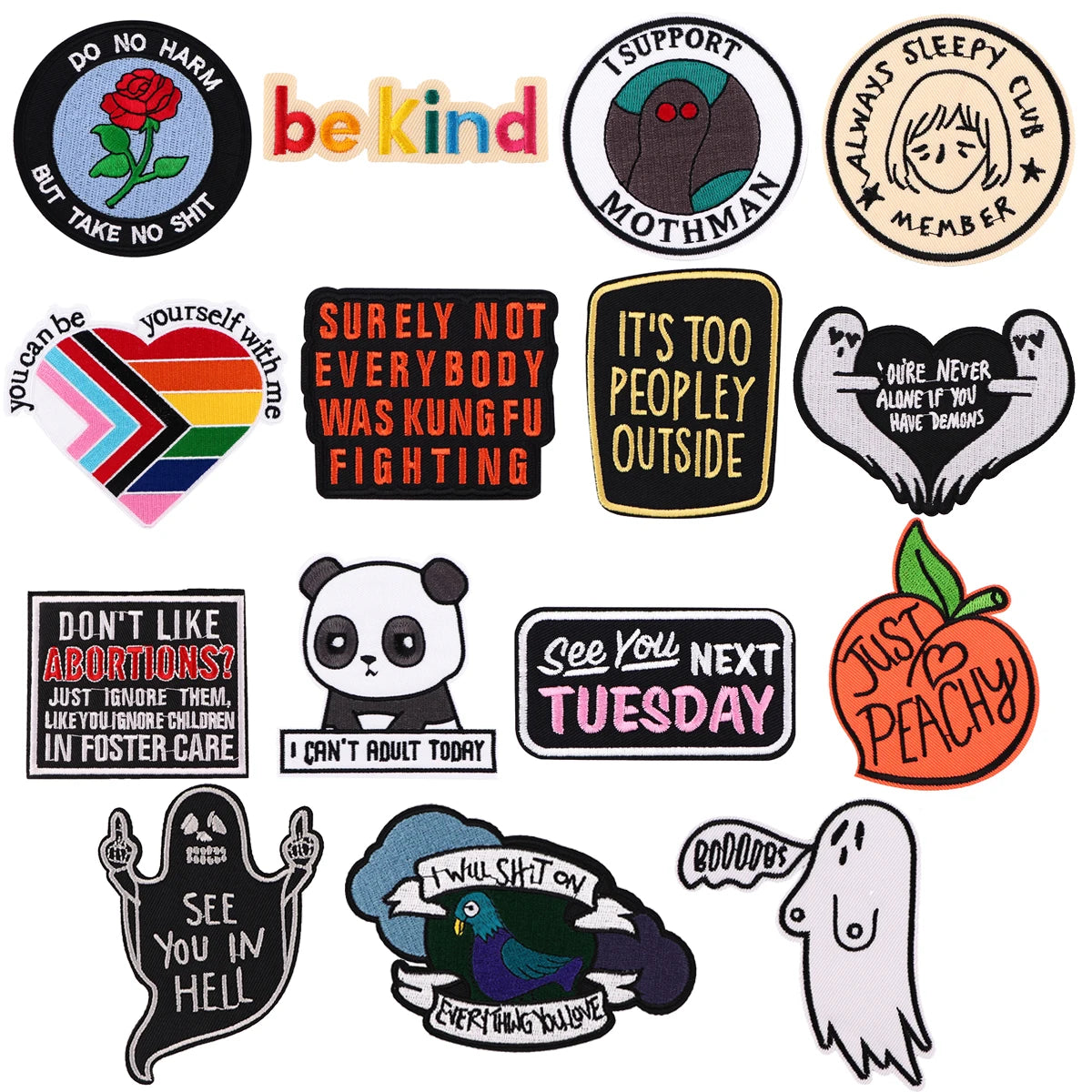 Rainbow LGBT Embroidered Patches on Clothes DIY Animal Applique Encouragement Inspirational Quotes Patches For Clothing Stickers