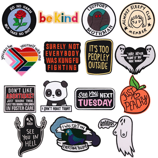 Rainbow LGBT Embroidered Patches on Clothes DIY Animal Applique Encouragement Inspirational Quotes Patches For Clothing Stickers