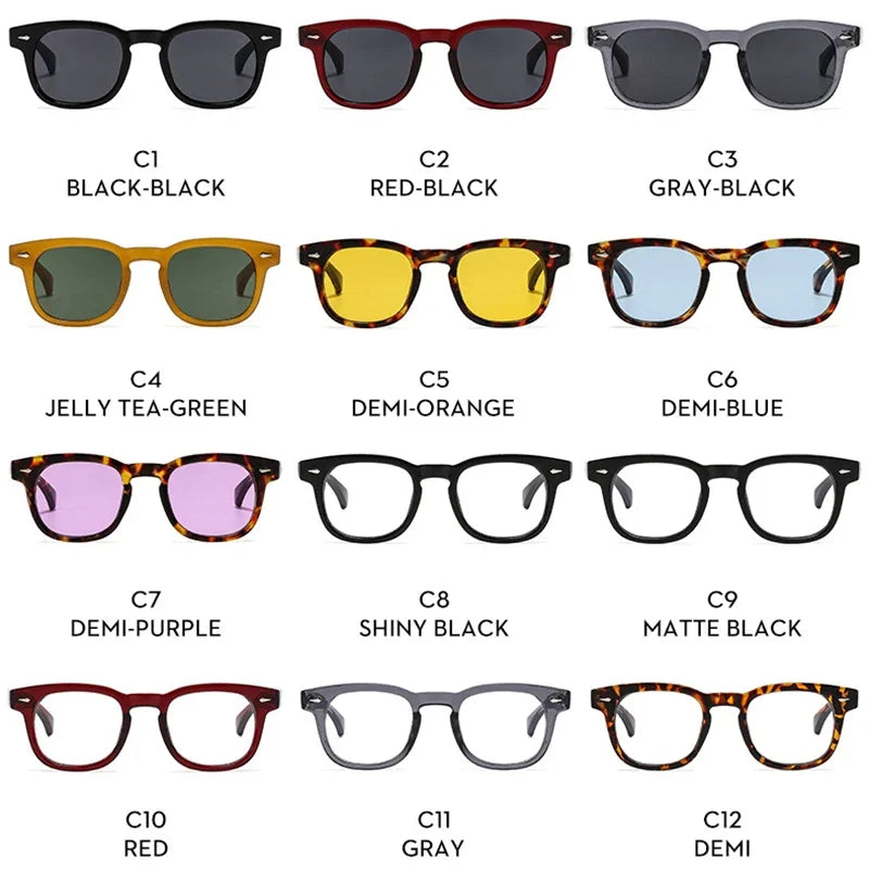 JNPCXI New Fashion Women Sunglasses Square Rivets Retro Orange Black Shades UV400 Clear Lens Frame