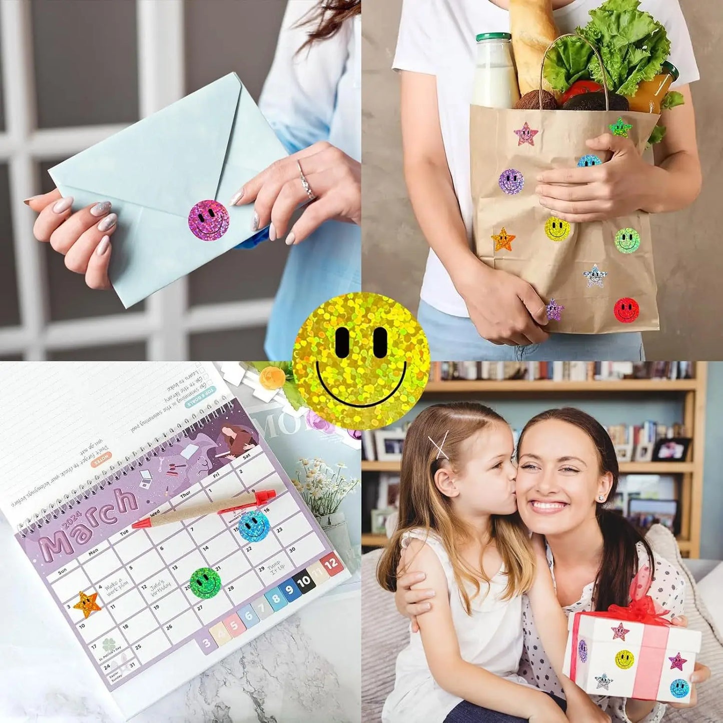 500pcs/roll Smile Face Star Stickers Thank You Stickers Photocard Decor Packaging Pack Stickers Roll Rolling Lables