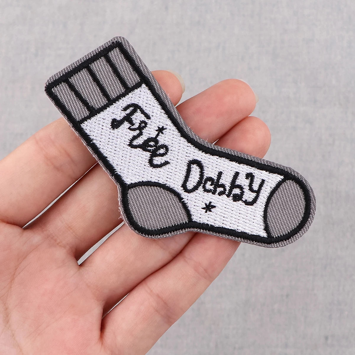 AD2795 Movie Sock Shape Embroidered Patches for Clothing Patches DIY Iron on Patches Punk Patch Sew Applique Sticker