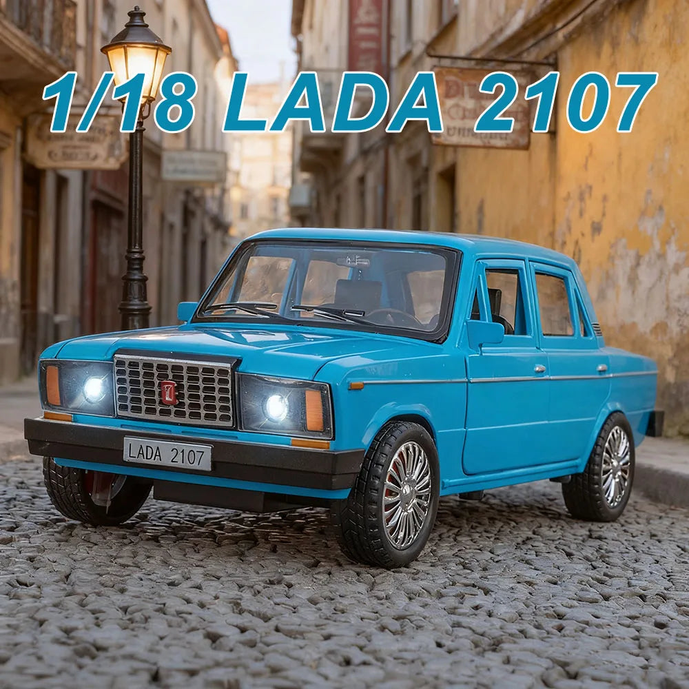 1:18 Russia LADA 2107 NIVA Alloy Diecast Models Toy Car 6 Doors Opened Sound Light Pull Back Vehice Collect Gift Children's Toys