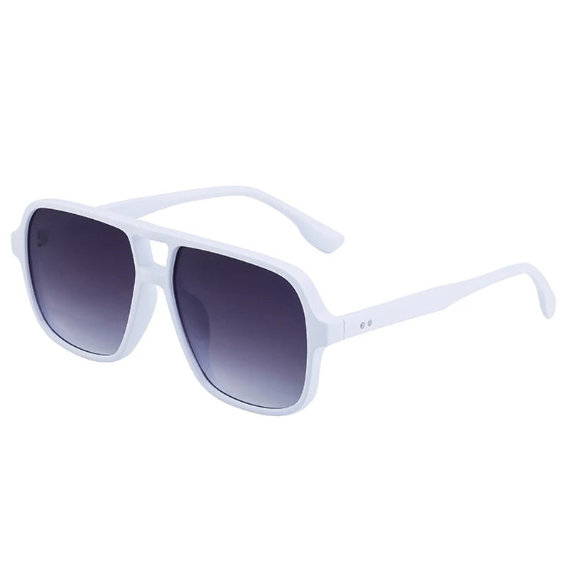 JNPCXI Retro Double Bridges Square Women Gradient Green Pink Sunglasses Shades UV400 Fashion Rivets Decoration Men Sun Glasses