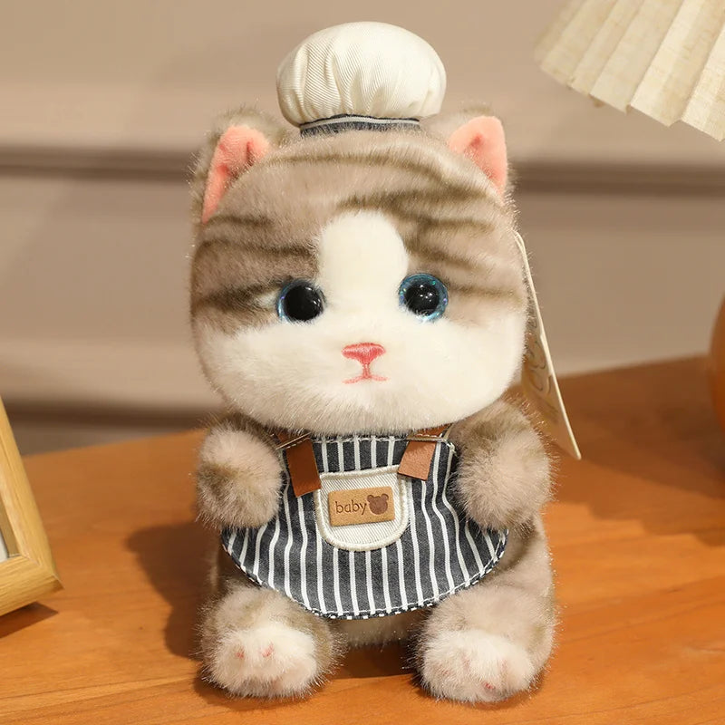 Super Cute Mini Chef Kitten Plush Toys Delicate Handmade Cartoon Pastry Chef Cat Doll Funny Keychain Bags Decro Toys Nice Gift