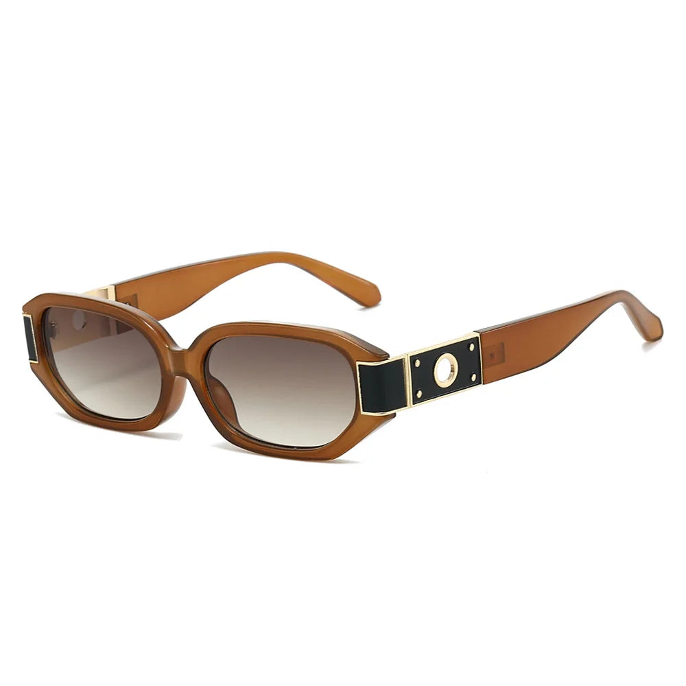 JNPCXI New Polygon Rectangle Women Sunglasses Fashion Gradient Green Shades UV400 Men Trending Outdoor Sun Glasses