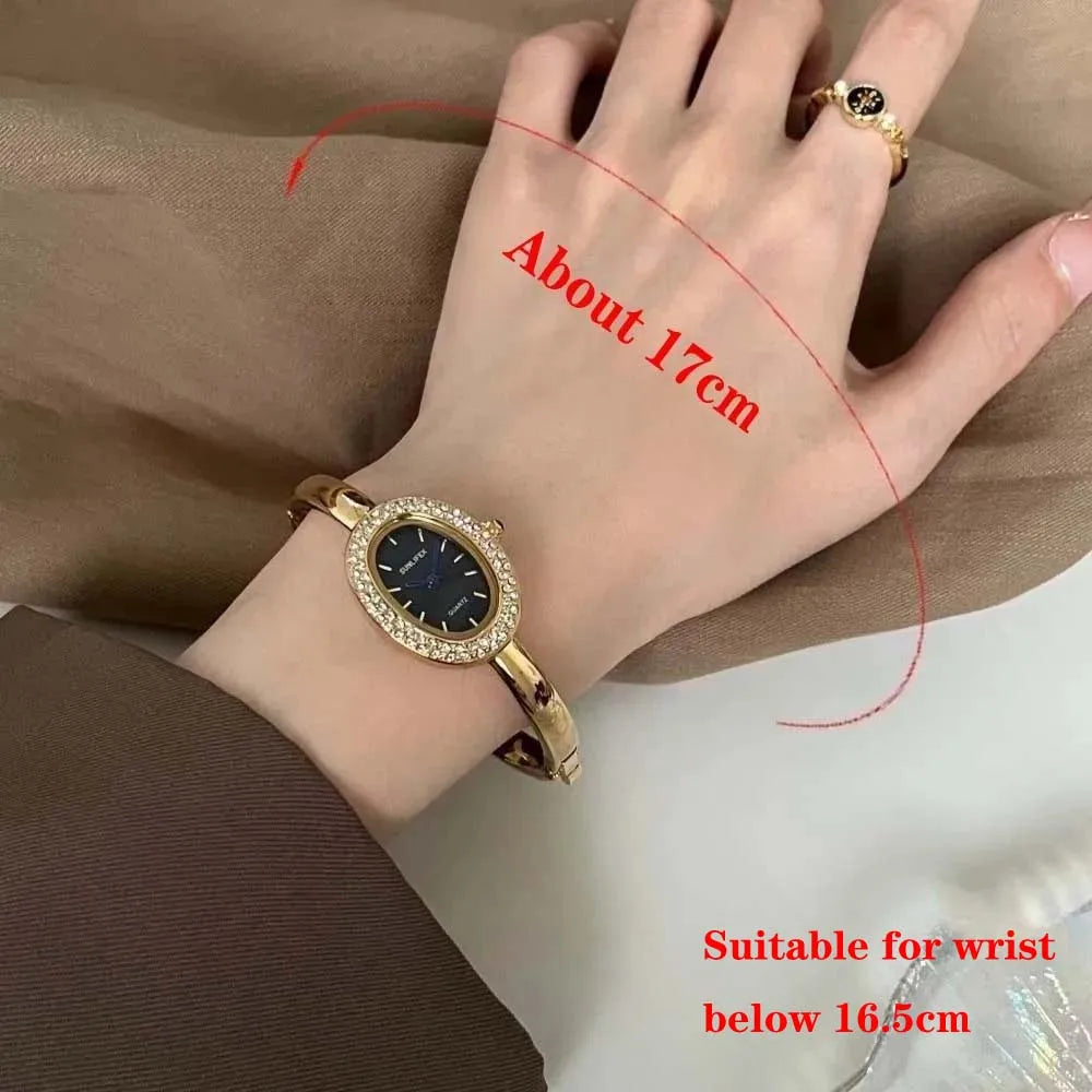 Dropshipping Famous Brand Watches Women Diamond Encrusted Oval Dial Quartz Watch Luxury Gifts Bracelet Wristwatch Reloj Mujer