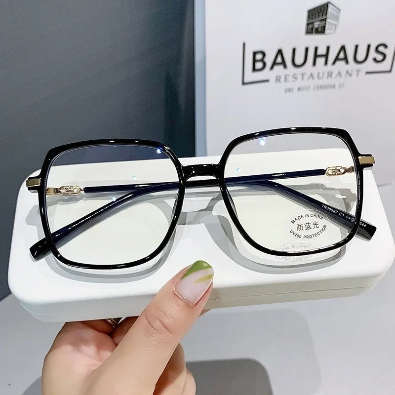 2PCS Korean Version of Large Square Frame Glasses Anti-blue Light/anti-radiation Male and Female Glasses