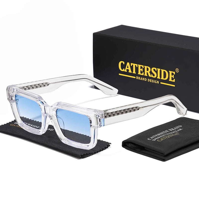 CATERSIDE Vintage Punk Men's Square Sunglasses Brand Design Small Frame Sun Glasses Party Travel Glasses Gift Ideal Choice