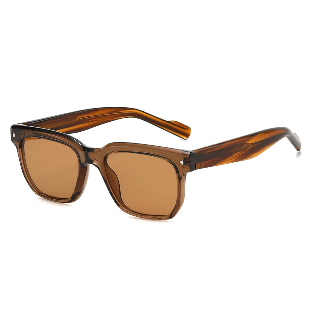 JNPCXI New Square Women Sunglasses Shades UV400 Fashion Clear Lens Frame Retro Rivet Men Sun Glasses