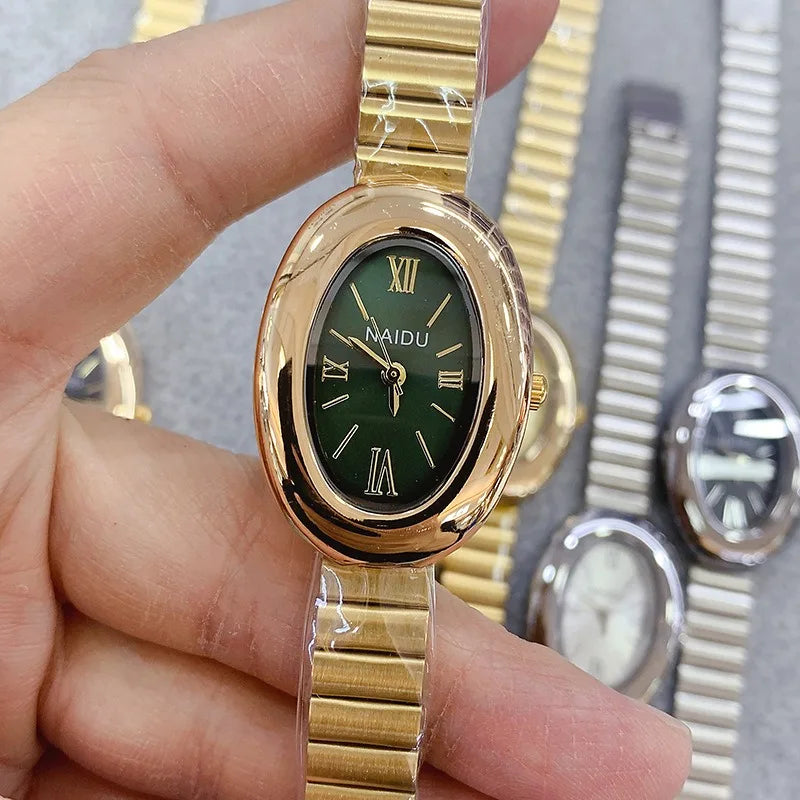Luxury Brand Gold Oval Women Quartz Watch Fashion Casual Steel Band Wristwatch Ladies Watches Montre Femme Gifts Dropshipping