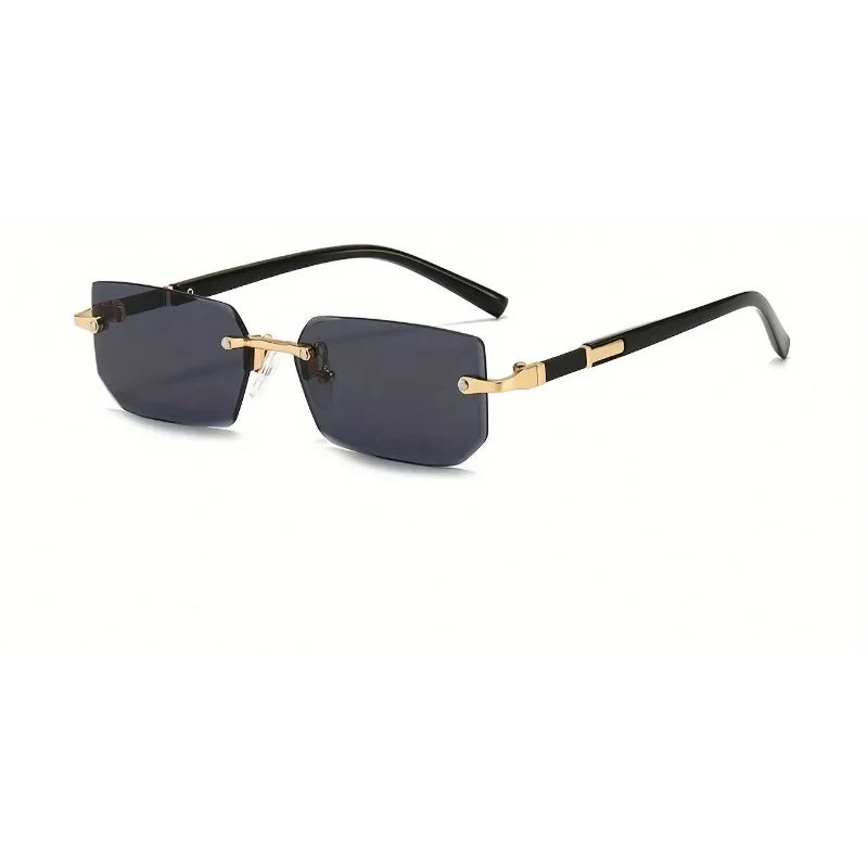 Fashionable Retro Square Unisex Frameless Sunglasses UV Protection Street Style Versatile Slimming Design for Men And Women