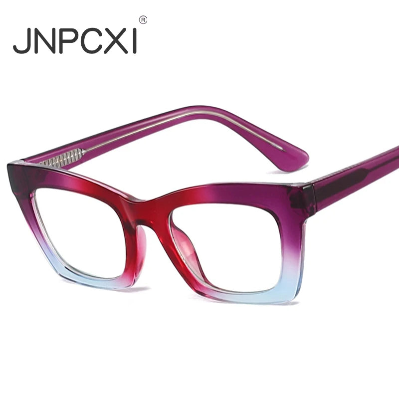 JNPCXI New Retro Square Rivets Anti-Blue Light Glasses Women Quality Frames Optical Eyeglasses Men Prescription Glasses