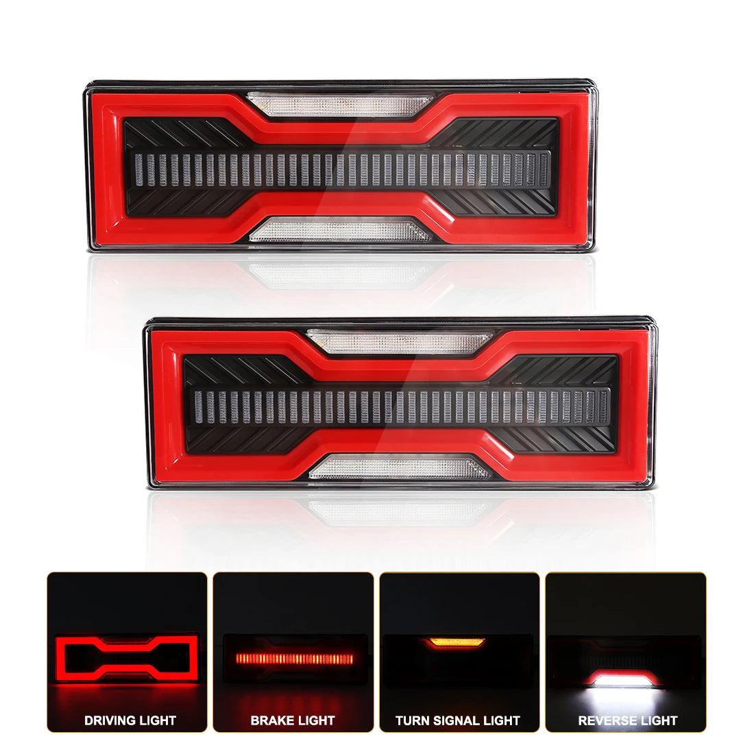 2PCS LED Tail Lights For Toyota Land Cruiser 70 Series FJ75 LC79 Rear Driving Reverse Brake Dynamic Turn Signal Lamps Taillights