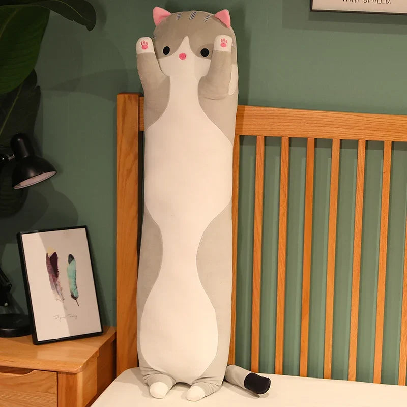 Cute and Soft Long Cat Plush Toy Ultra Kawaii Cat Hug Pillow Body Animal Sleeping Companion Kids Birthday Gift