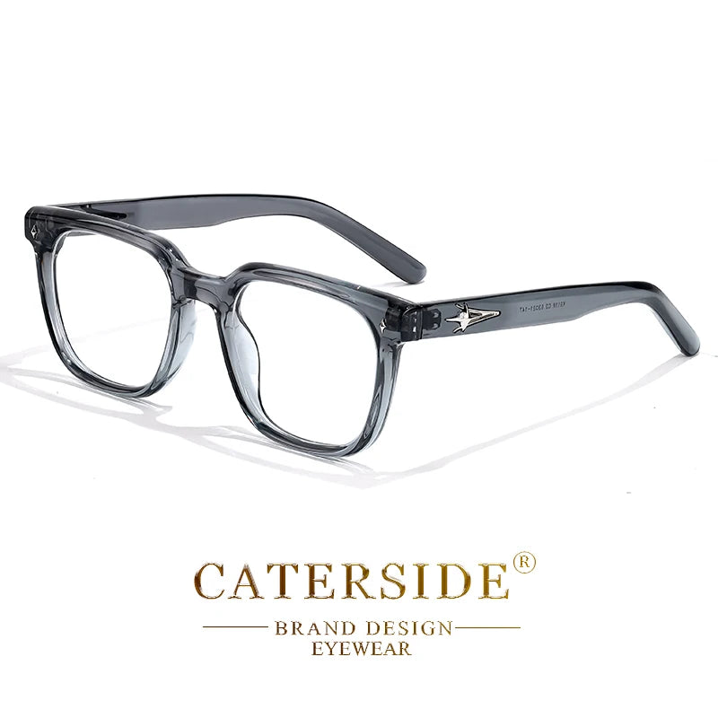 CATERSIDE Flat Light Glasses Men Brand Design TR90 Square Frames Eyewear Women Business Minimalist Fashion Transparent Lens