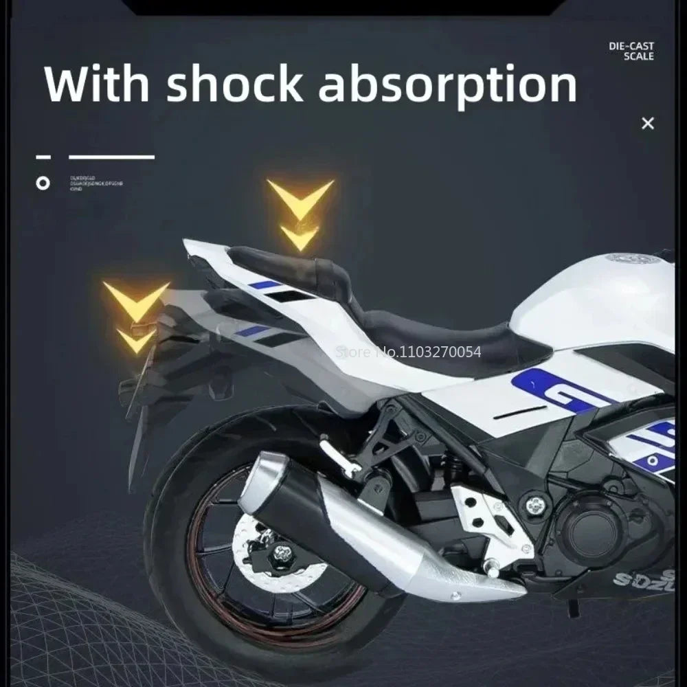 1:12 SUZUKI GSX-250SR GSX-R1000R Alloy Motorcycle Alloy Diecasts Model Racing Toys Sound Light Rubber Tires Motorbike Kids Gifts