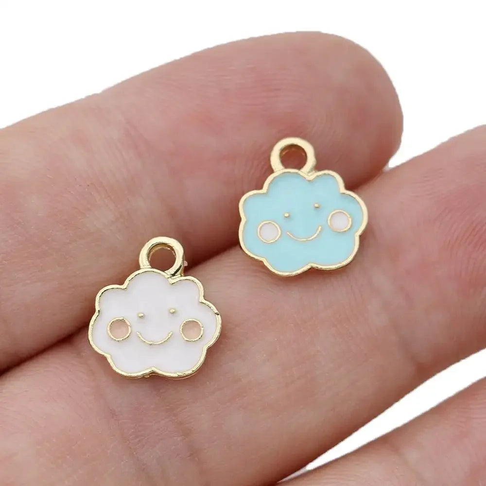 10Pcs Gold Plated Enamel Cloud Charms Pendant for Jewelry Making Earrings Bracelet Necklace Accessories DIY Craft 13x11mm