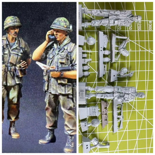 Top secret 1/35 cast resin model US infantry officer in Vietnam model 2-person scene model toy unpainted