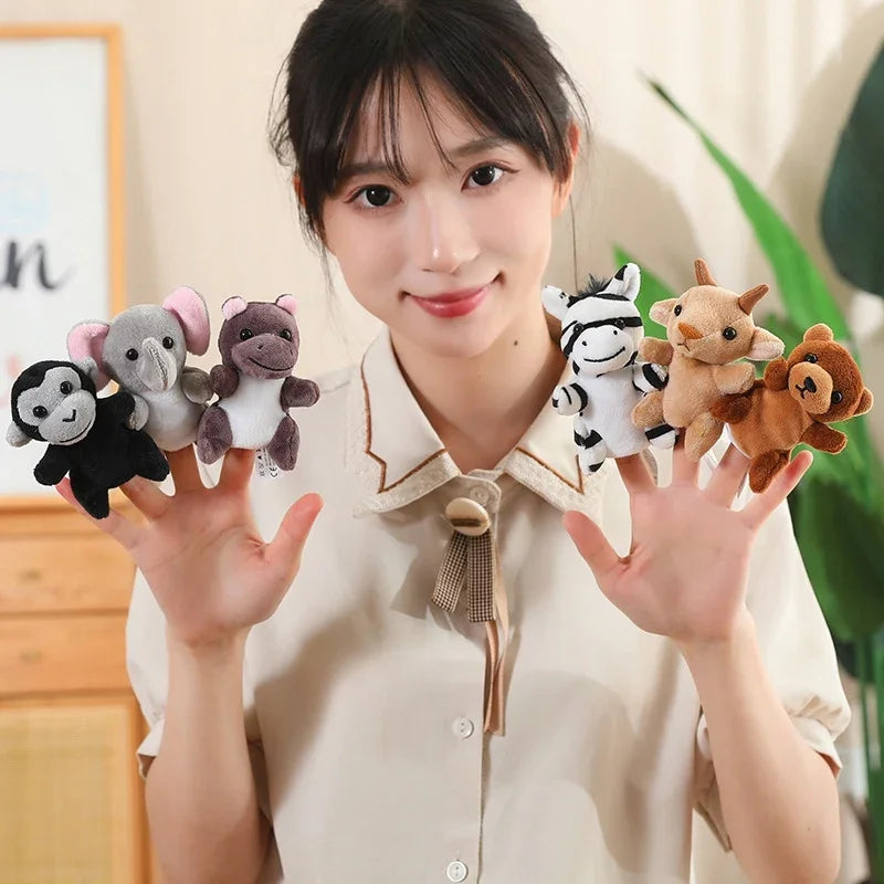 New Hand Puppet Plush Toy Cartoon Animal Family Finger Puppet Role Play Tell Story Cloth Doll Educational Toys For Children Kids