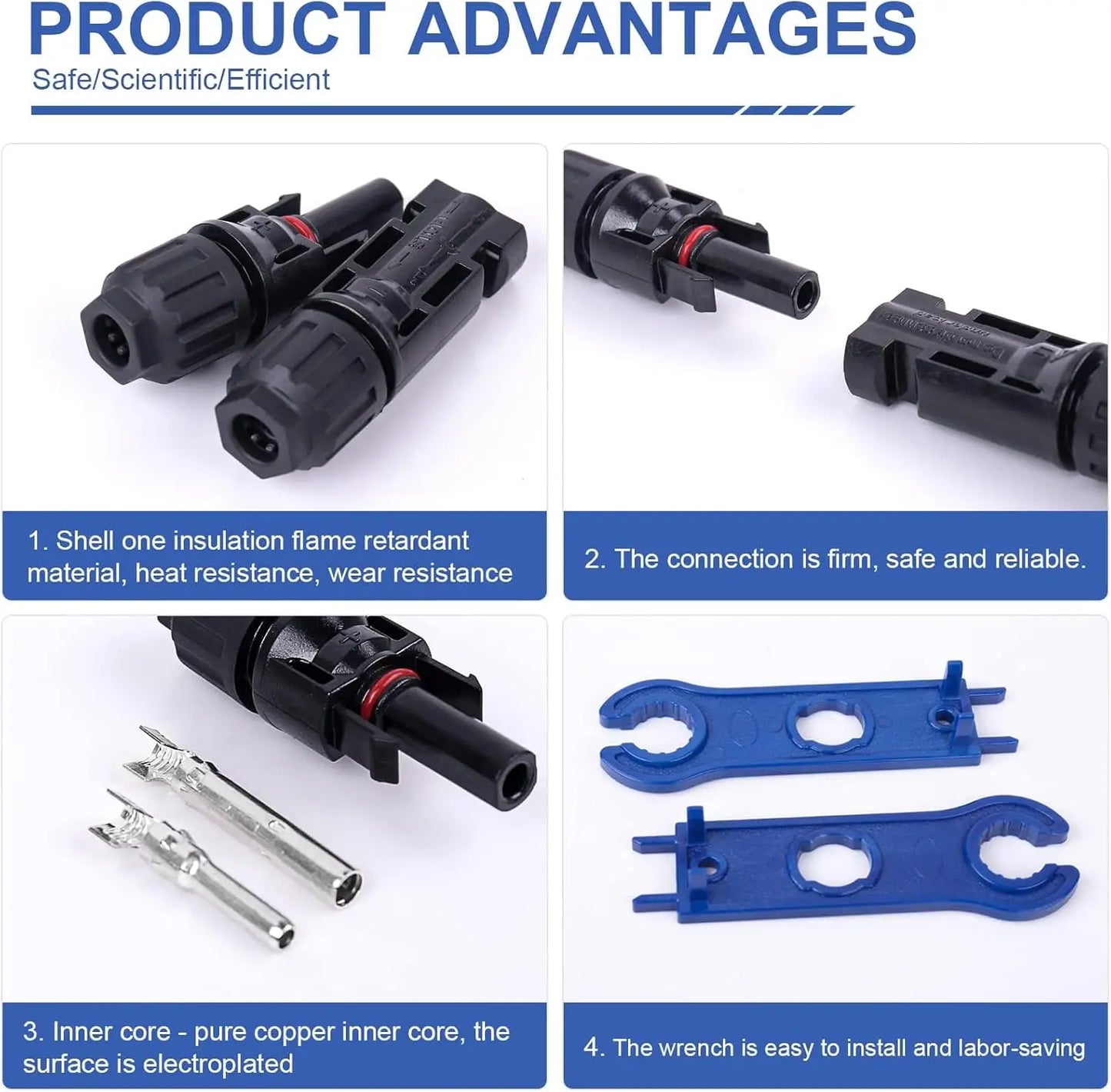 16pcs Solar Connector Kit (10AWG) - Solar Panel Cable Connectors Adapter Male/Female IP68 Waterproof Dustproof Connector