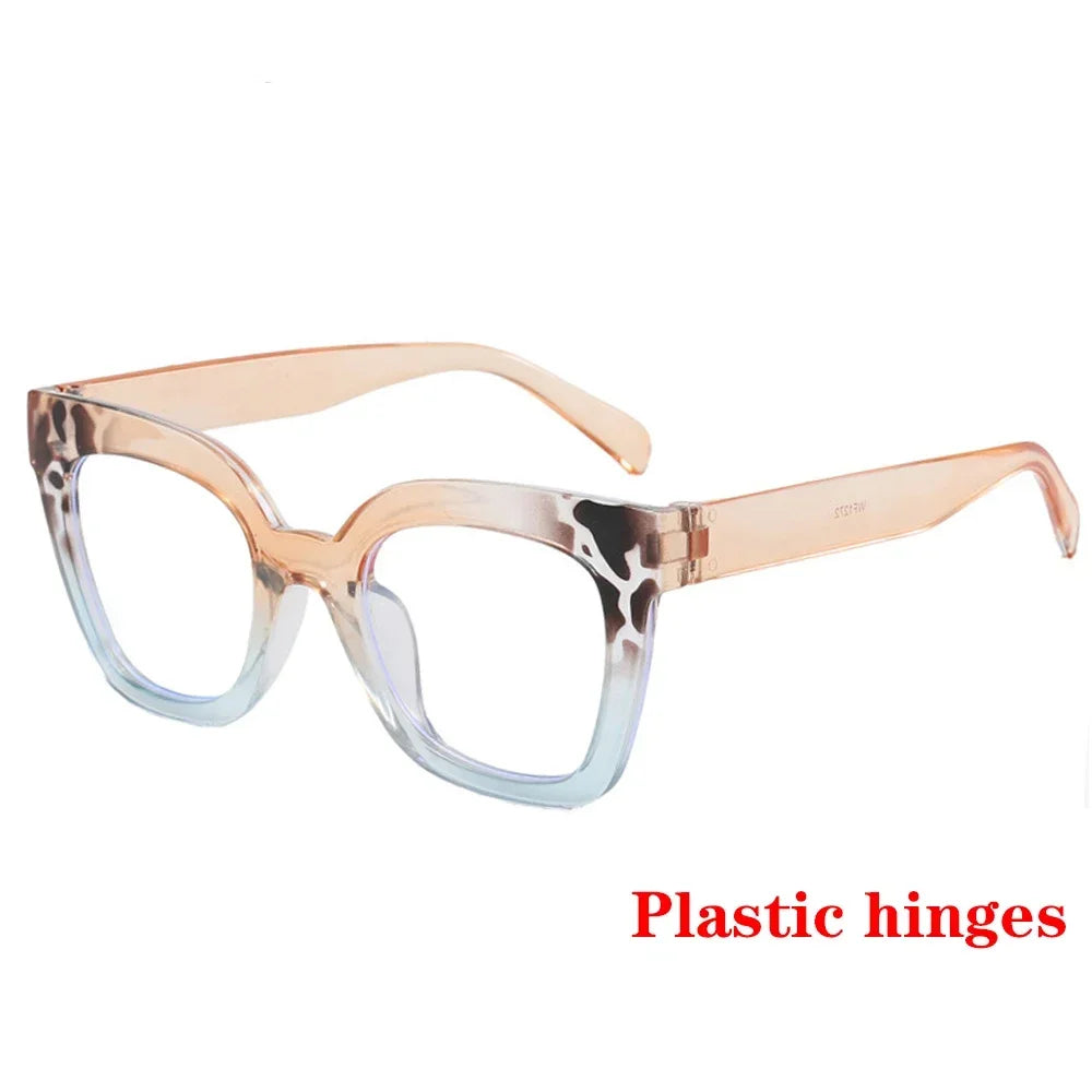 JNPCXI Fashion Glasses Frame for Women Anti-Blue Ray Fashion Lady's Orange Myopia Cat Eye Prescription Computer Glasses