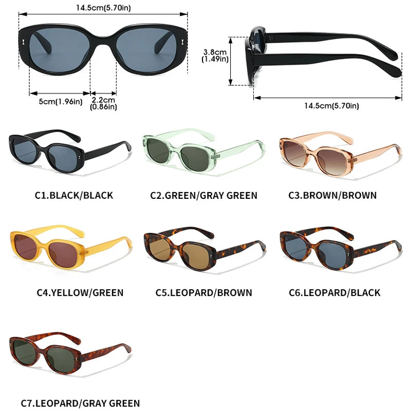 JNPCXI New Retro Small Oval Sunglasses Women Black Frame UV400 Protection Fashion Cat Eye Shades For Daily Travel
