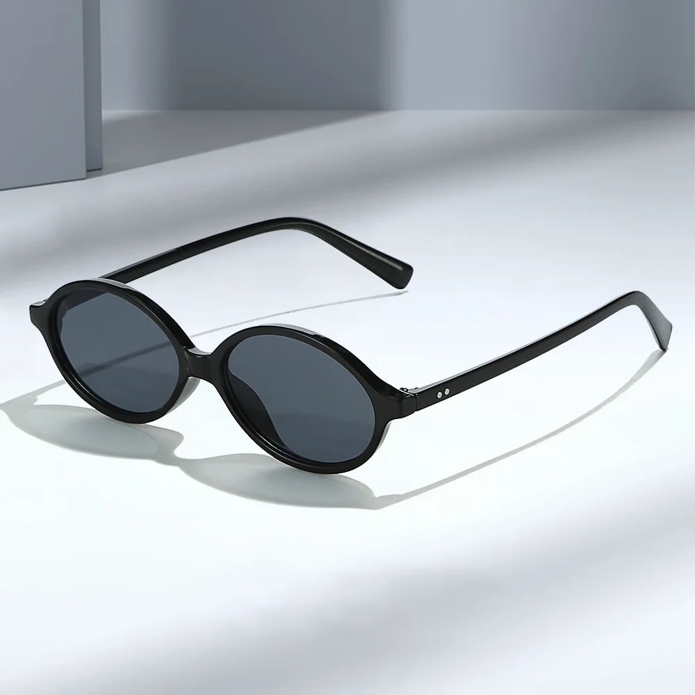 JNPCXI Fashion Small Oval Sunglasses Women Retro Punk Rivets Men Shades UV400