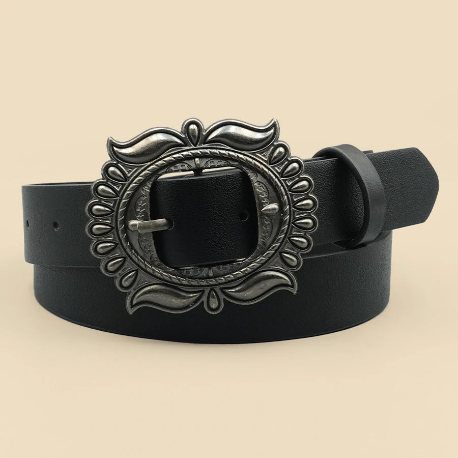 Black Carved Vintage Women's Belt - Summer Versatile, Perfect for Jeans, Dresses, Suits & Shirts, Ideal Gift