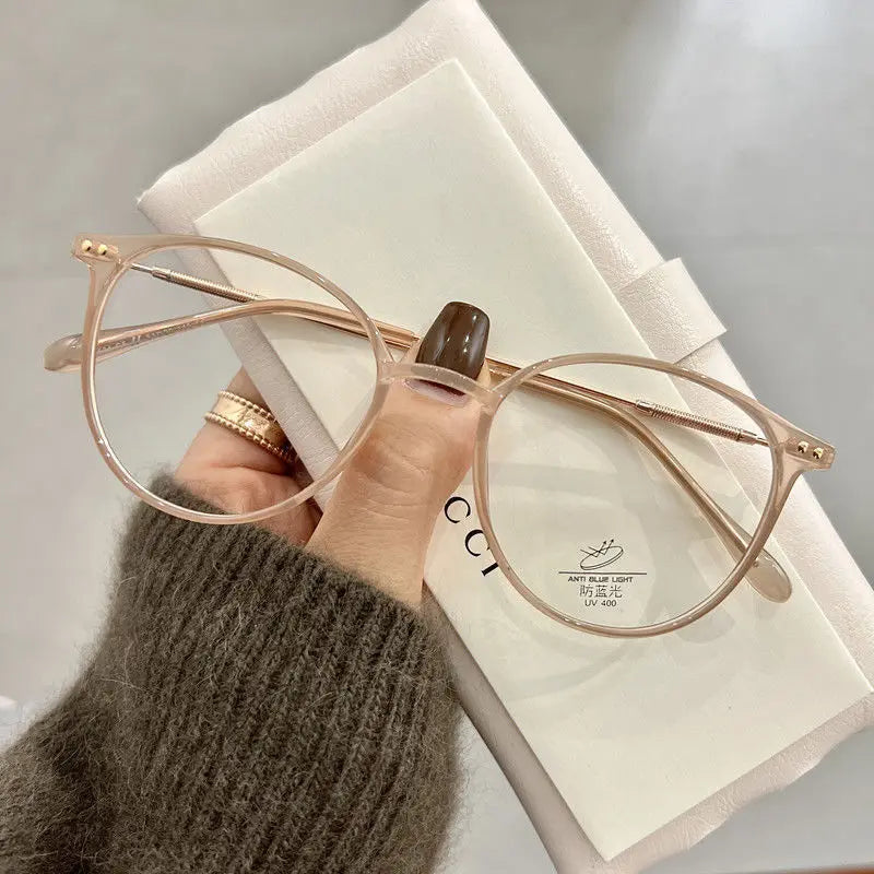 Round Glasses Frame Myopia Women Prescription Eyeglasses Anti-blue Light Ultra-light TR90 Fashion Eyewears