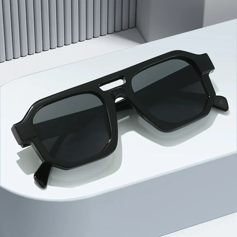 JNPCXI Double Bridges Square Women Gradient Purple Multicolor Sunglasses Fashion Frame Men Retro Punk Sun Glasses Shades UV400