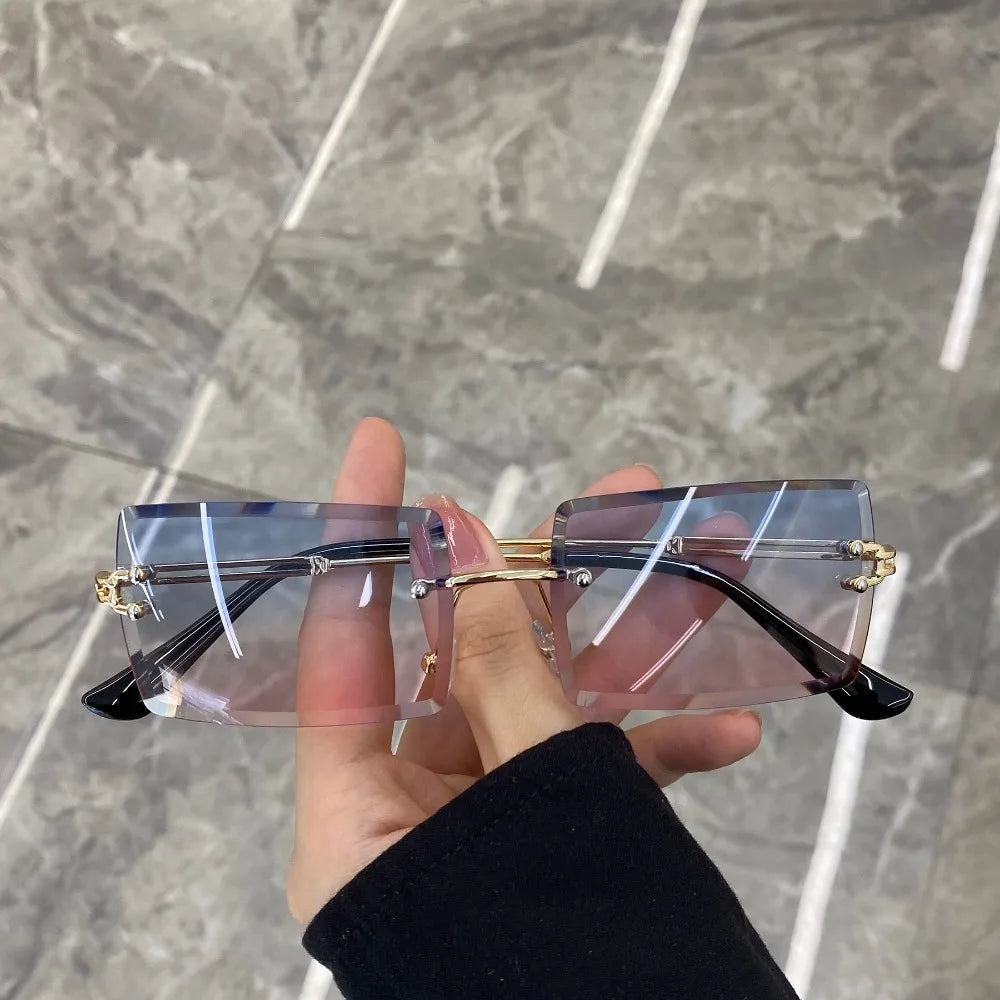 Frameless Trimmed Square Sunglasses Fashion Sunglasses Women European and American Trend Eyewear