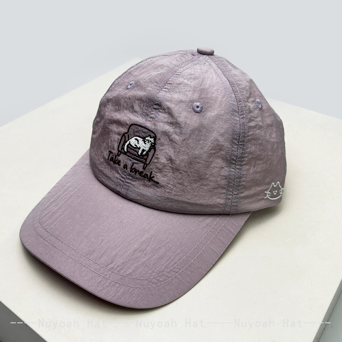 New Unisex Cartoon Embroidered Cat Letters Baseball Hats Sunshade Simple Breathable Quick Drying Peaked Caps Versatile Fashion