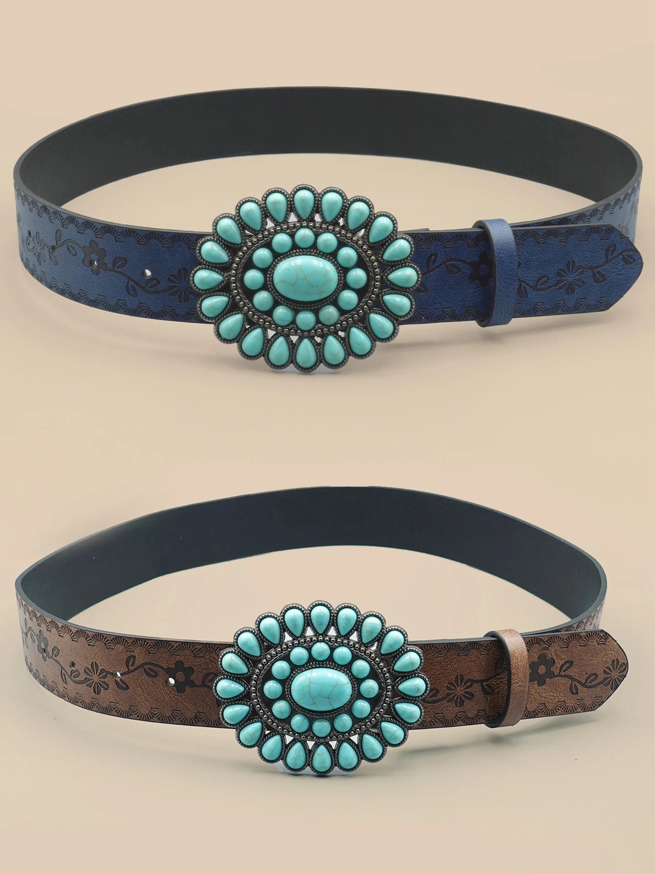 Retro Court Style Imitation Gemstone Inlaid Women's Wide Belt, Western Denim Style, Niche Women's Belt