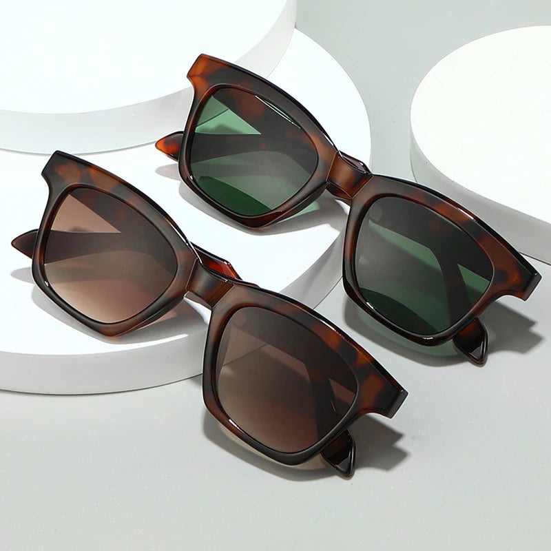 JNPCXI Fashion Square Women Luxury Sunglasses Retro Leopard Blue Designer Men Trending Sun Glasses Shades UV400
