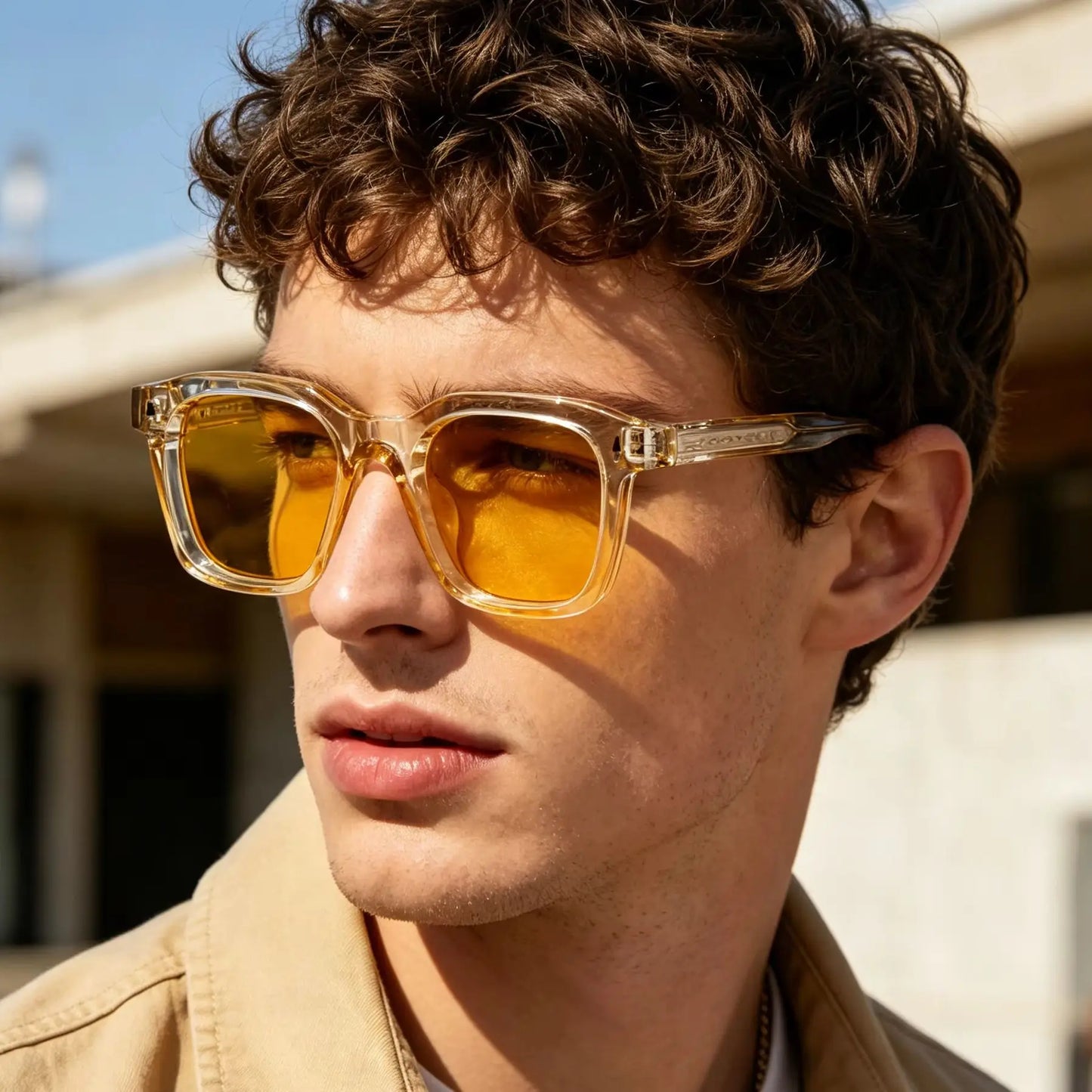 CATERSIDE Men Personalized Design Sunglasses Square Frame Women Retro Trendy Sunglasses Travel Business Party Gift Glasses UV400