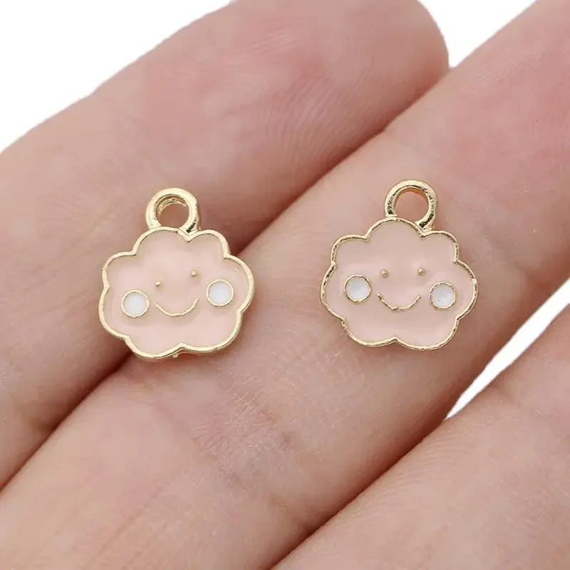 10Pcs Gold Plated Enamel Cloud Charms Pendant for Jewelry Making Earrings Bracelet Necklace Accessories DIY Craft 13x11mm