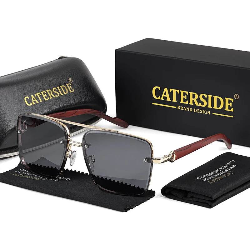 CATERSIDE New Retro Pilot Men's Prescription Sunglasses High Quality Metal Large Frame Women's Fashion Optical Sunglasses UV400