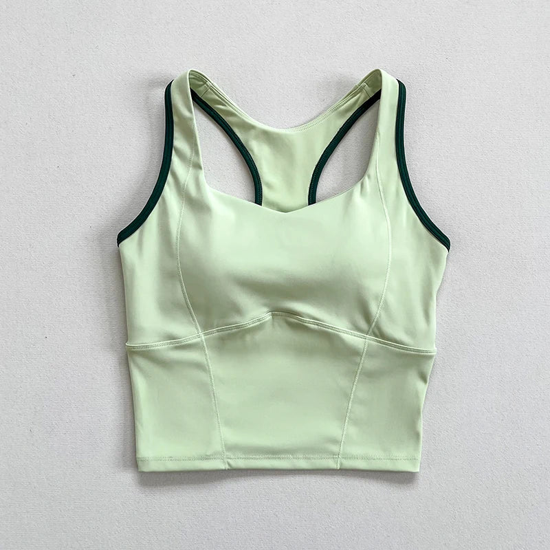 Women's fitness yoga sleeveless vest, elastic fitness yoga, running, dancing, crop top, bra