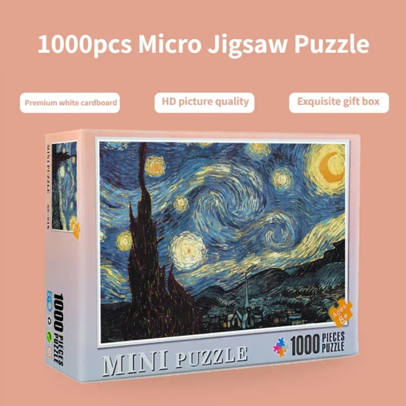 38*26cm Mini Jigsaw Puzzle 1000pcs for Adults Famous Painting Landscape Toy Family Game Home Decoration Festival Present