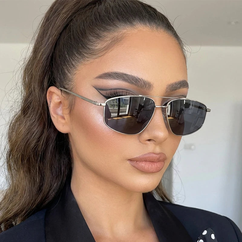 JNPCXI New Retro Pilot Women Sunglasses Classics Metal Double Bridge Shades Sun Glasses Female Eyewear Trendy Glasses Oculos