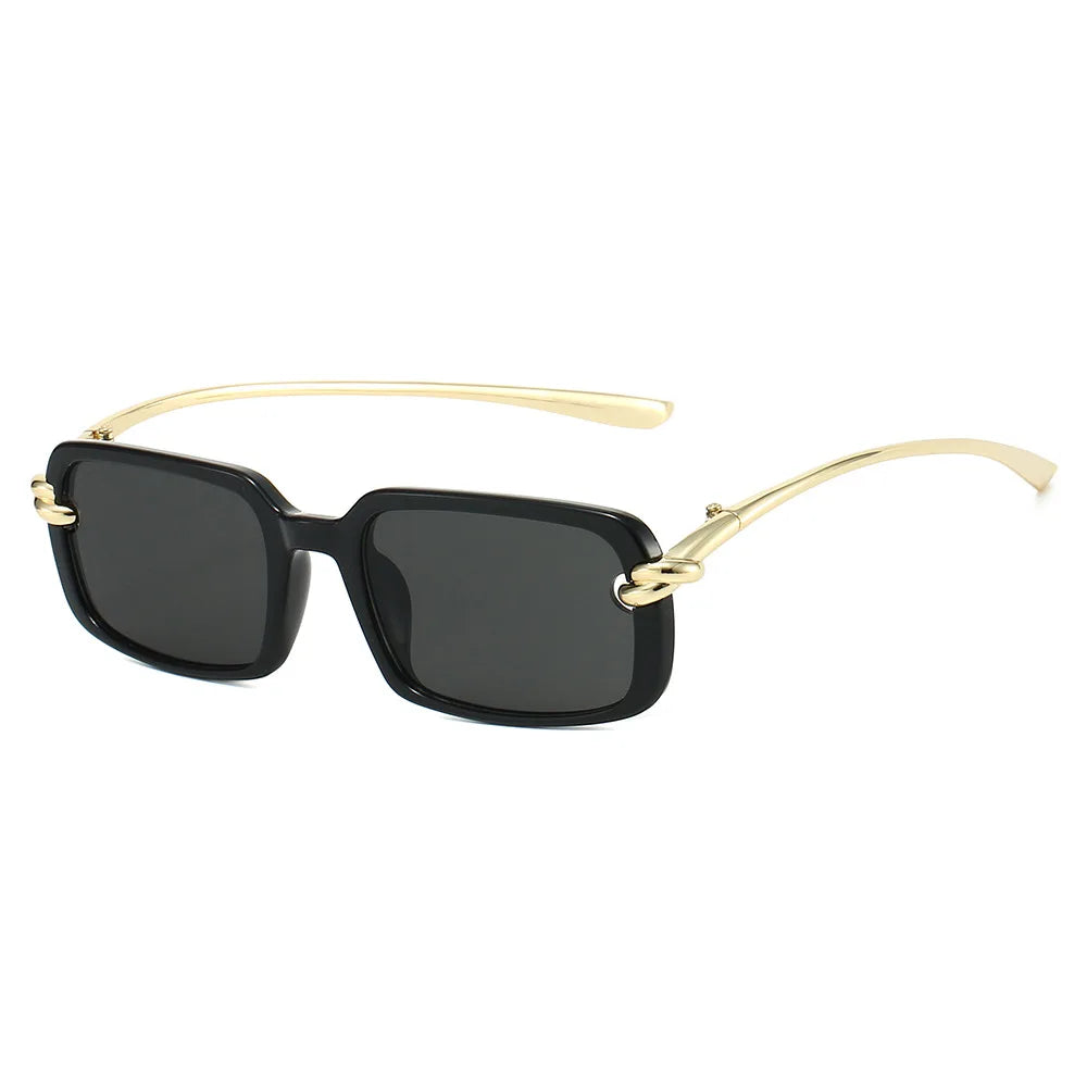 JNPCXI New Fashion Rectangle Sunglasses Women Clear Black Orange Trending Punk Shades UV400 Men Sun Glasses