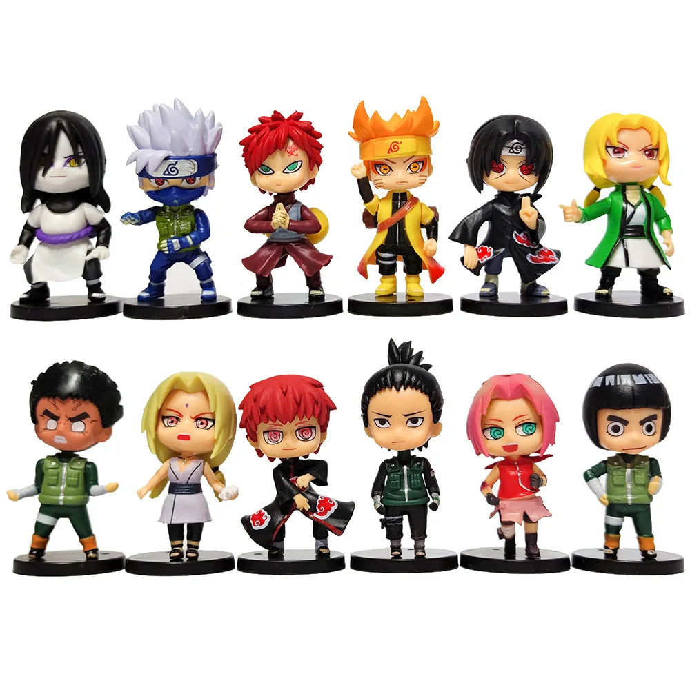 12pc/set Anime Naruto Shippuden Hinata Sasuke Itachi Kakashi Gaara Action Figure