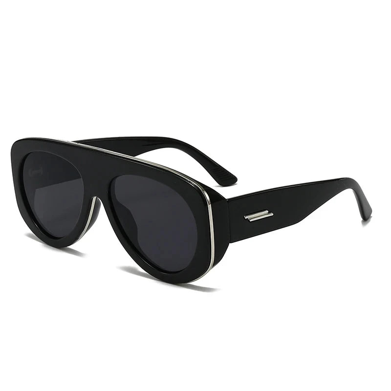 JNPCXI New Oversized Oval Pilot Sunglasses Women Big Luxury Brand Retro Y2K Punk Mirror Sun Glasses for Ladies Shades UV400