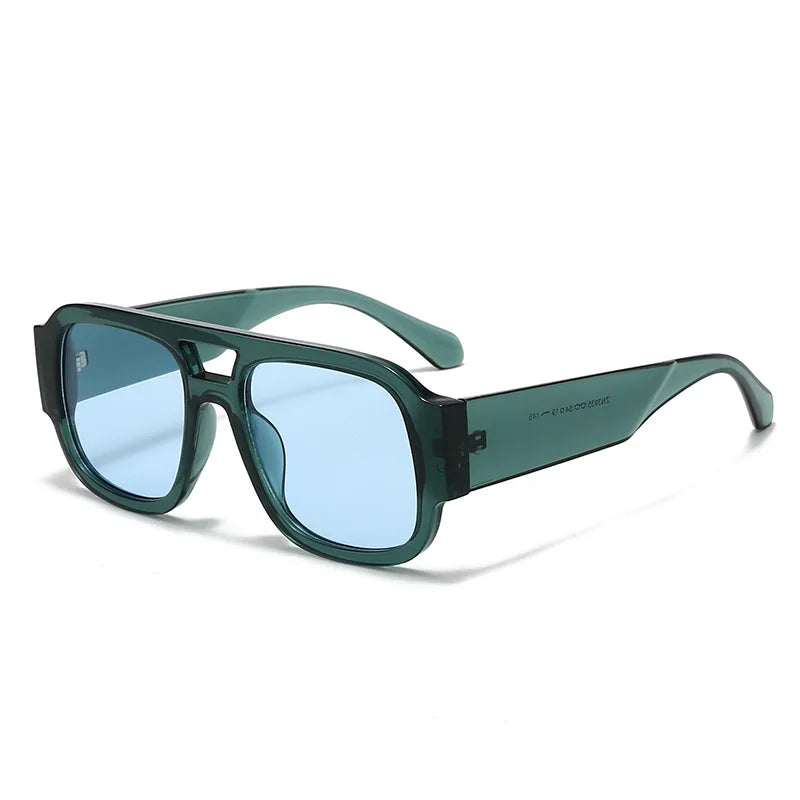 JNPCXI Fashion Women Double Bridges Square Sunglasses Candy Color Retro Wide Legs Men Sun Glasses Shades UV400