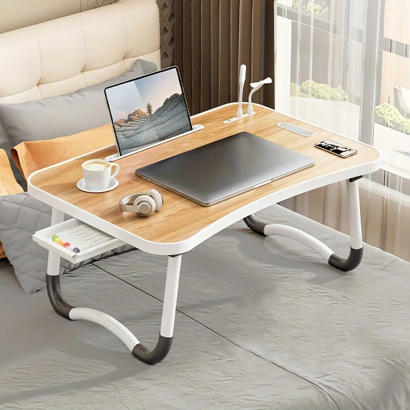 Lifting Portable Laptop Desk w/ USB Light, Small Fan, Cup Holder, Tablet Slot