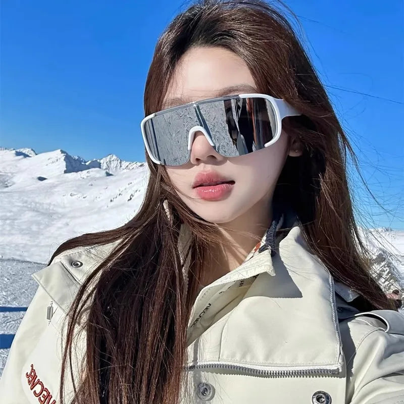 3-piece Set of Y2K Style Sports and Fashion Glasses, White MERCURY Silver Mirror Lenses